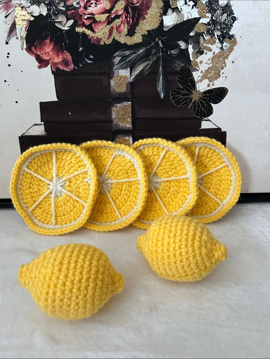 Hand Crafted Other - 4 piece Handmade Crochet Lemon Coaster Set